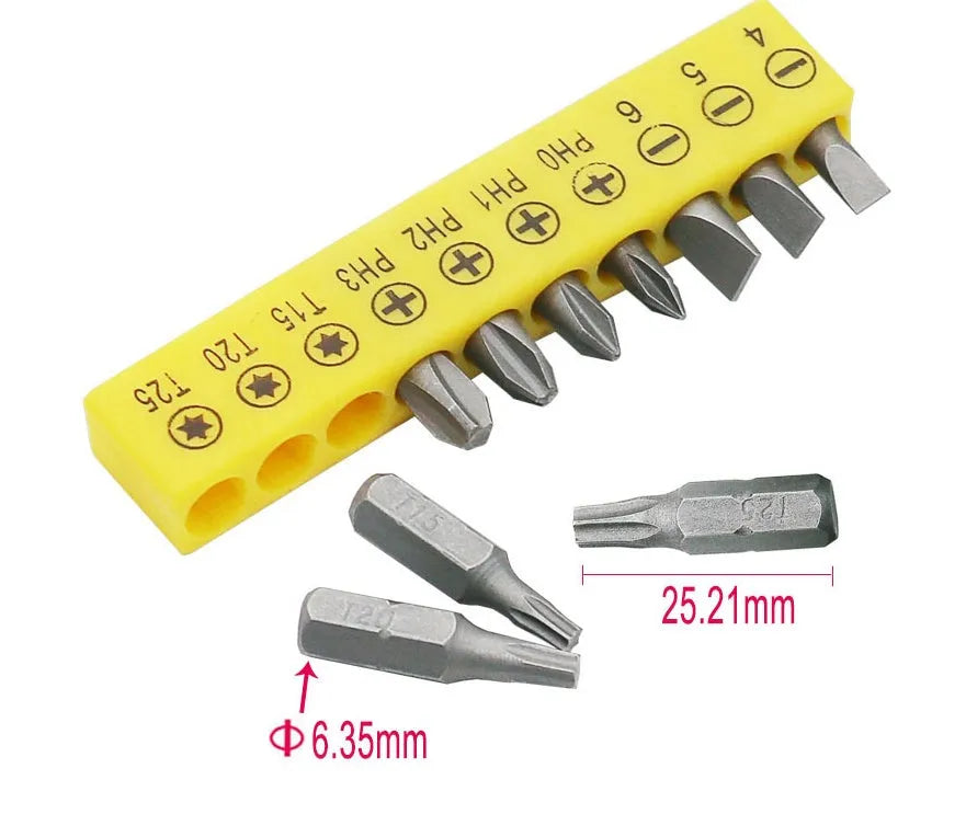 L-type double-headed socket wrench with ten steel drill bits for mechanical repair