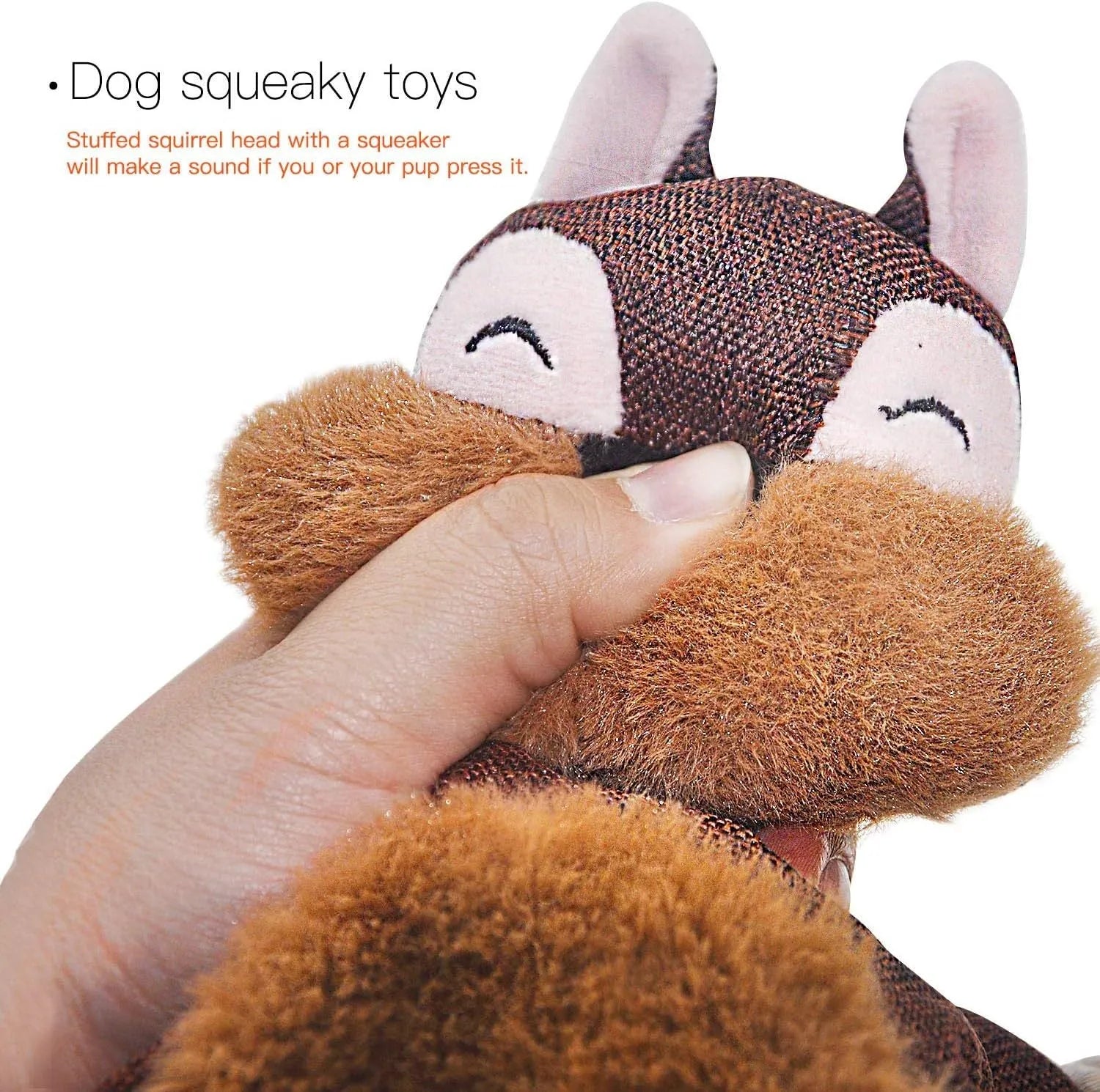 Brown fox plush dog toy with embroidered eyes, cotton rope arms and legs with knots