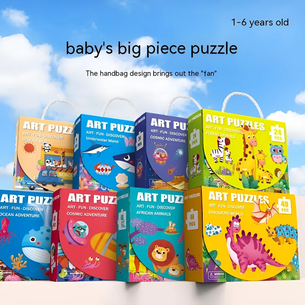 Children's paper puzzle gift box with 100 pieces showing animal world design for ages 4-6