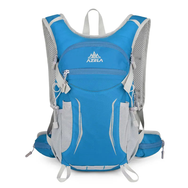 AZELA lightweight hydration backpack with breathable mesh and multiple compartments in black for outdoor sports