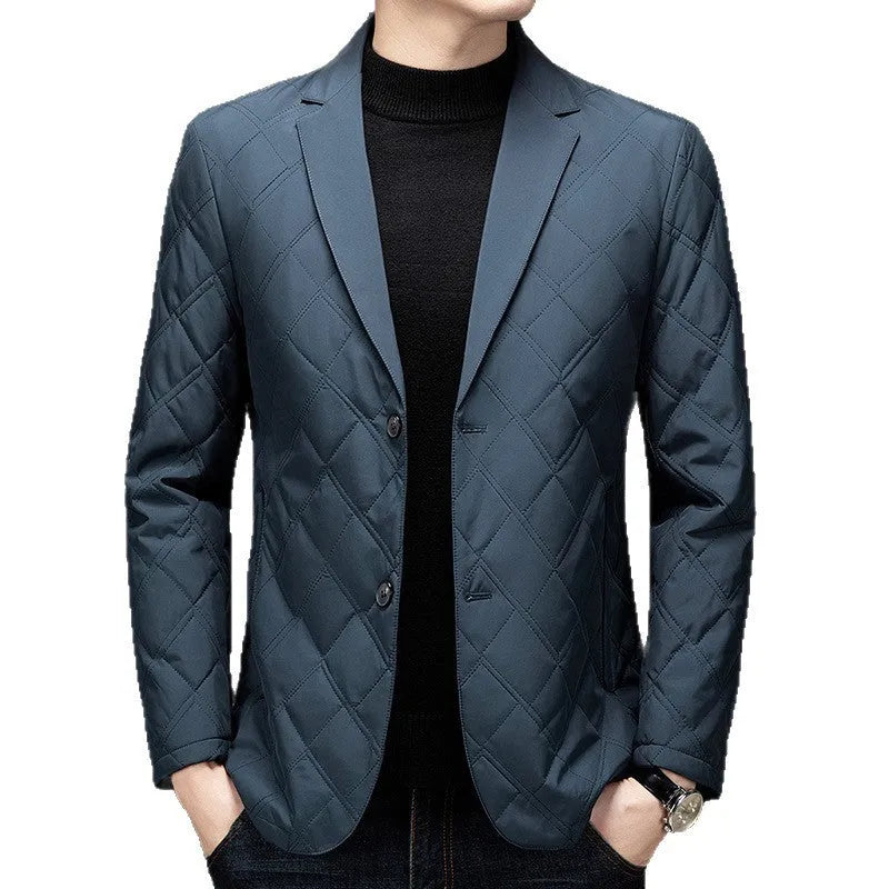 Men's casual cotton-padded jacket in black, loose fit, side seam pockets