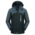 Men's waterproof breathable wear-resistant jacket in black, full-zip front with fleece lining