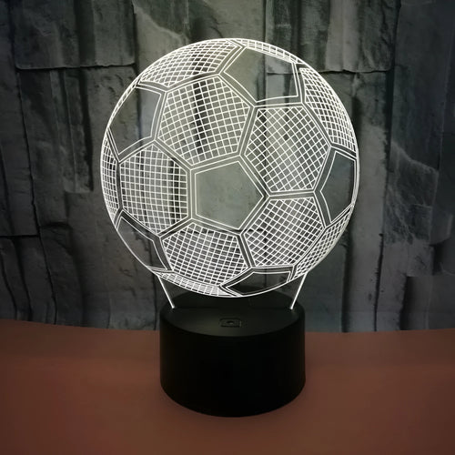 3D football night light with colour-changing LEDs on square acrylic base