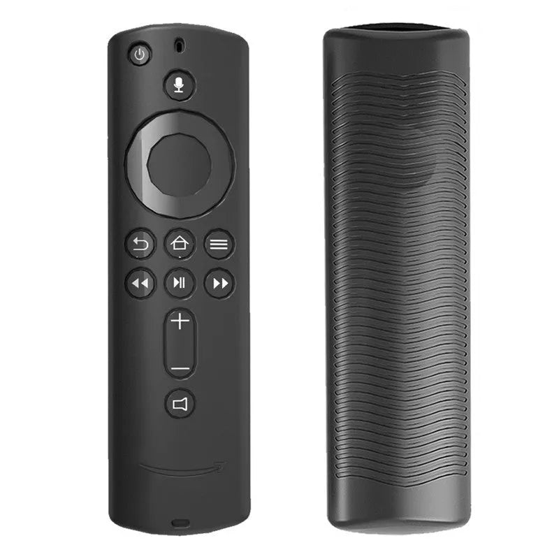 Black silicone protective case fitted on a Stick 4K remote media player 2 3 with precise cutouts