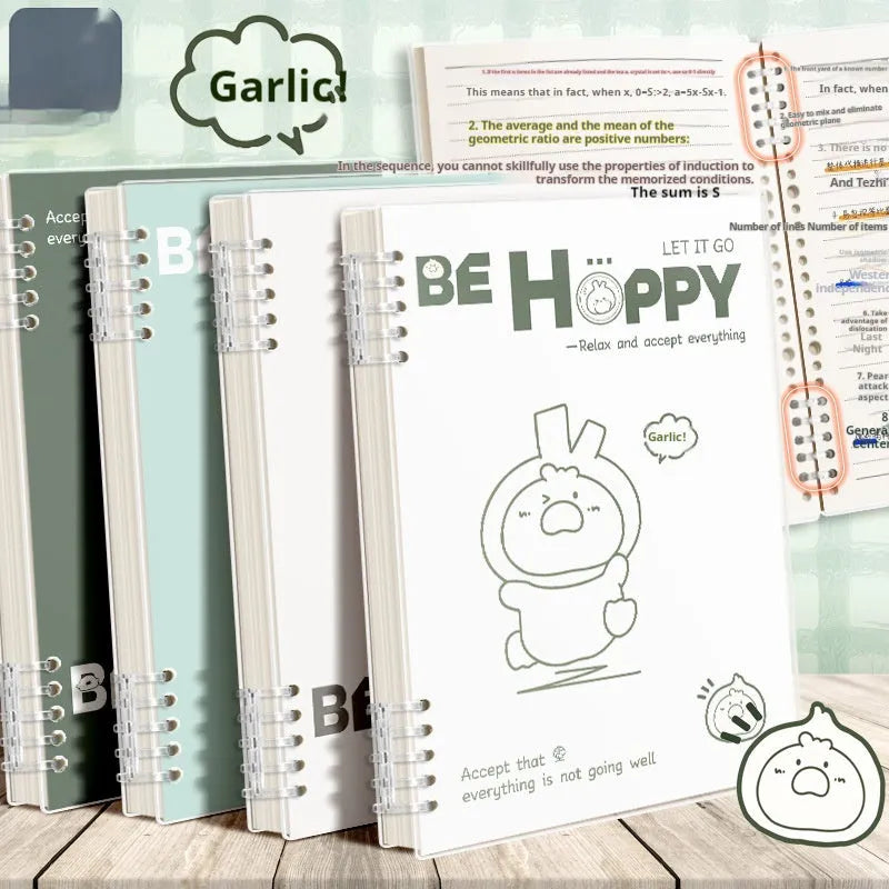 Loose spiral notebook with detachable coil in A4 size, simple fresh design, frosted cover