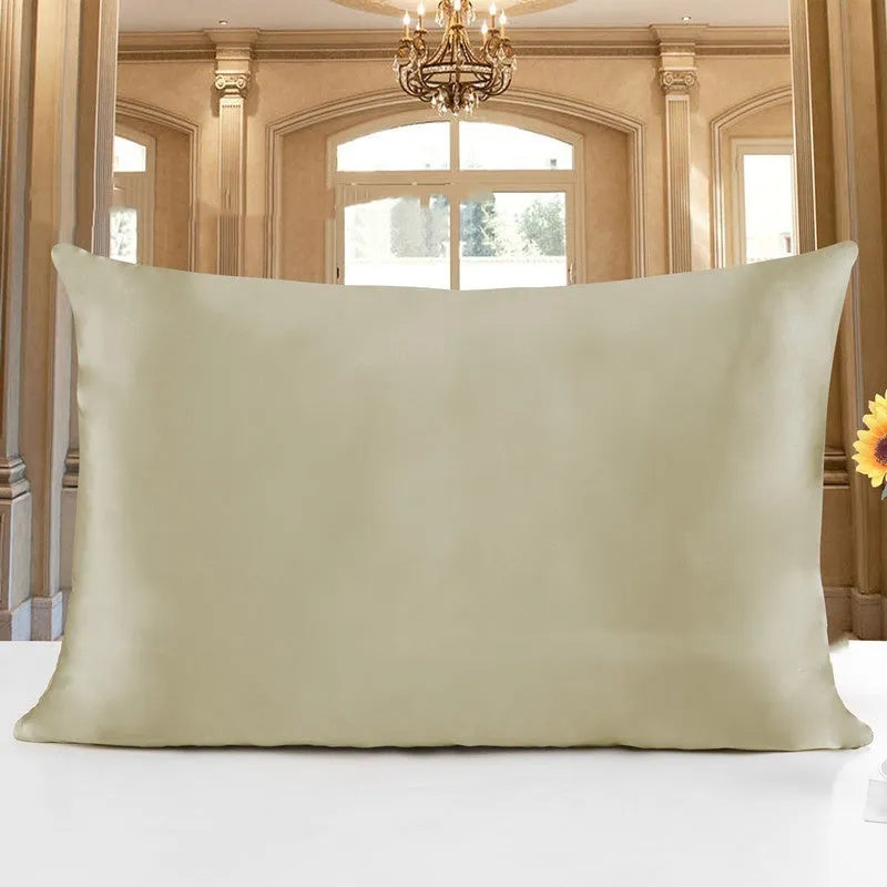 Double-sided silk pillowcase in apricot colour showing smooth satin weave texture.