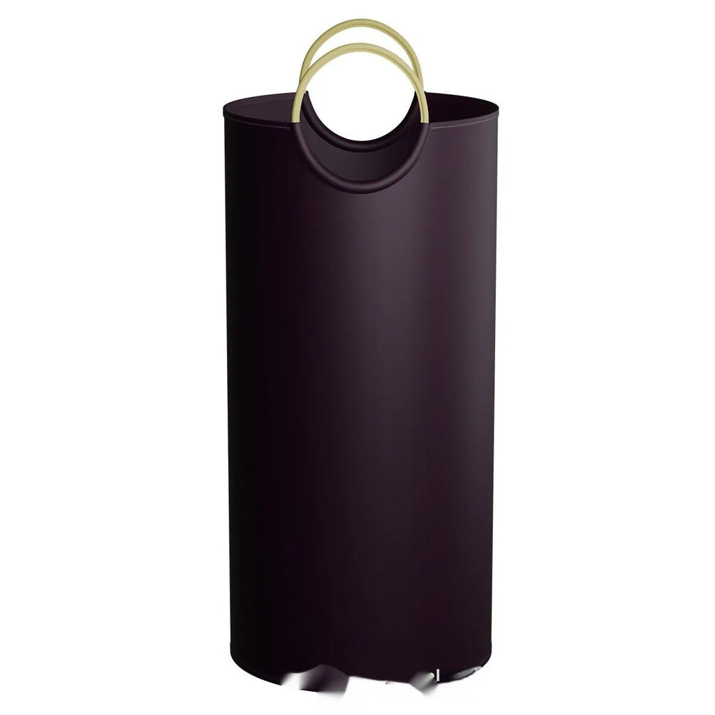 A tall, round portable plastic trash can shown in a plain colour, suitable for office or outdoor use.