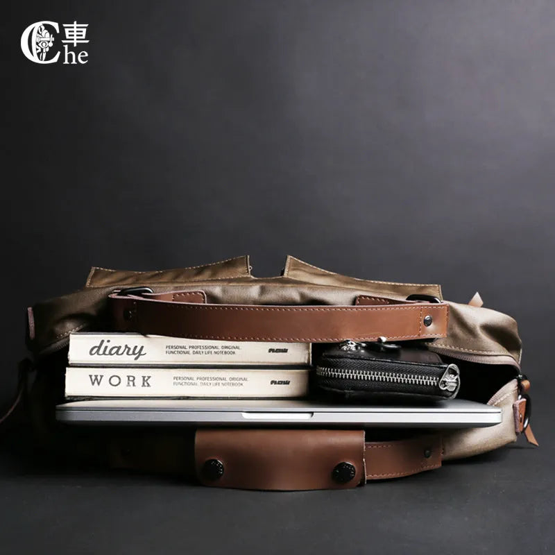 Dpark single shoulder strap laptop bag for 14 or 15 inch Lenovo laptops in black, brown, or khaki.
