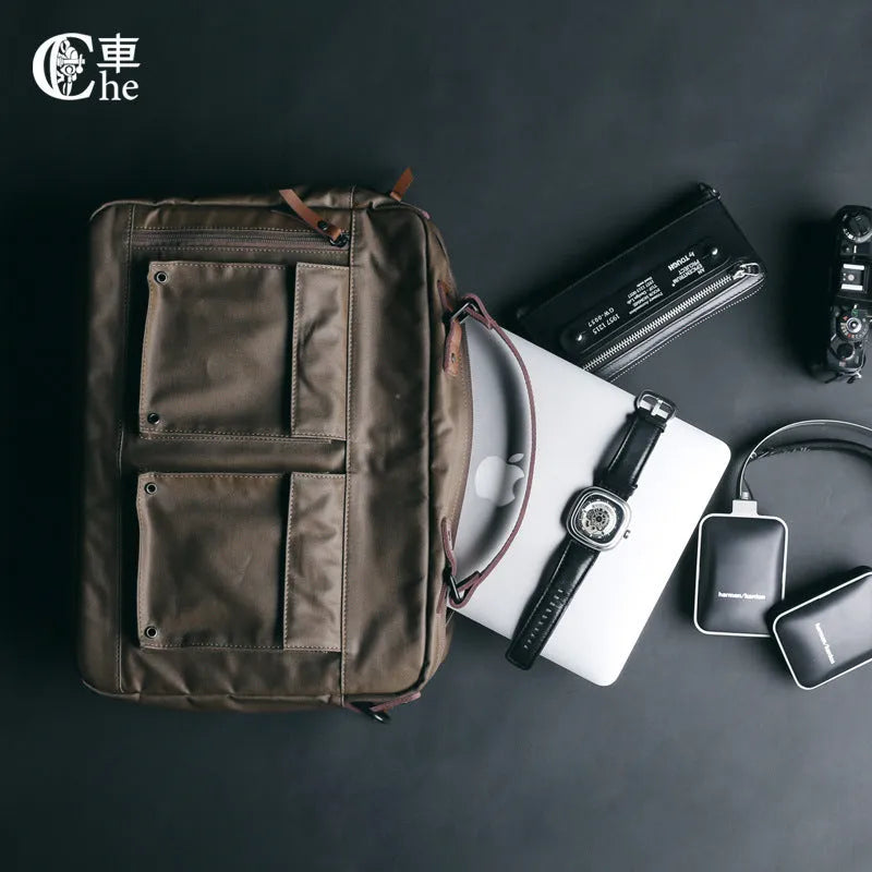 Dpark single shoulder strap laptop bag for 14 or 15 inch Lenovo laptops in black, brown, or khaki.