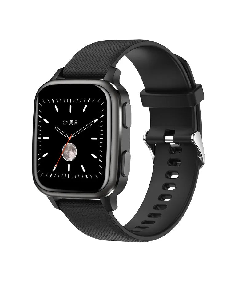 Smart fitness bracelet with Bluetooth calling on wrist showing heart rate monitor display