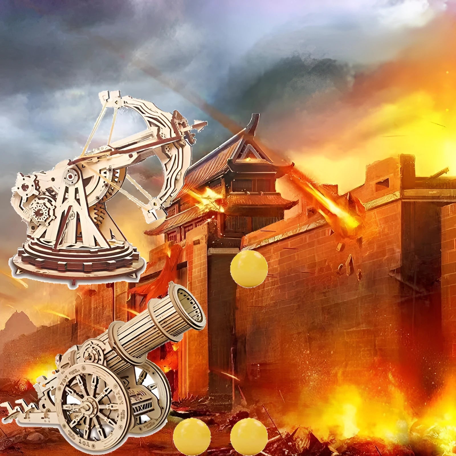 Wooden assembled model kit heavy siege crossbow option for teenagers aged 7-14