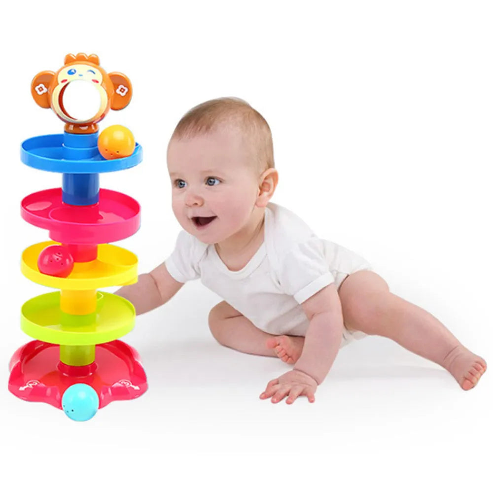 Puzzle rolling ball music toy for babies 0-1 year, stacked design, colour as shown, 17x18x40.5cm