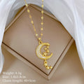 A218 stainless steel necklace with copper geometric moon pendant and diamond detailing