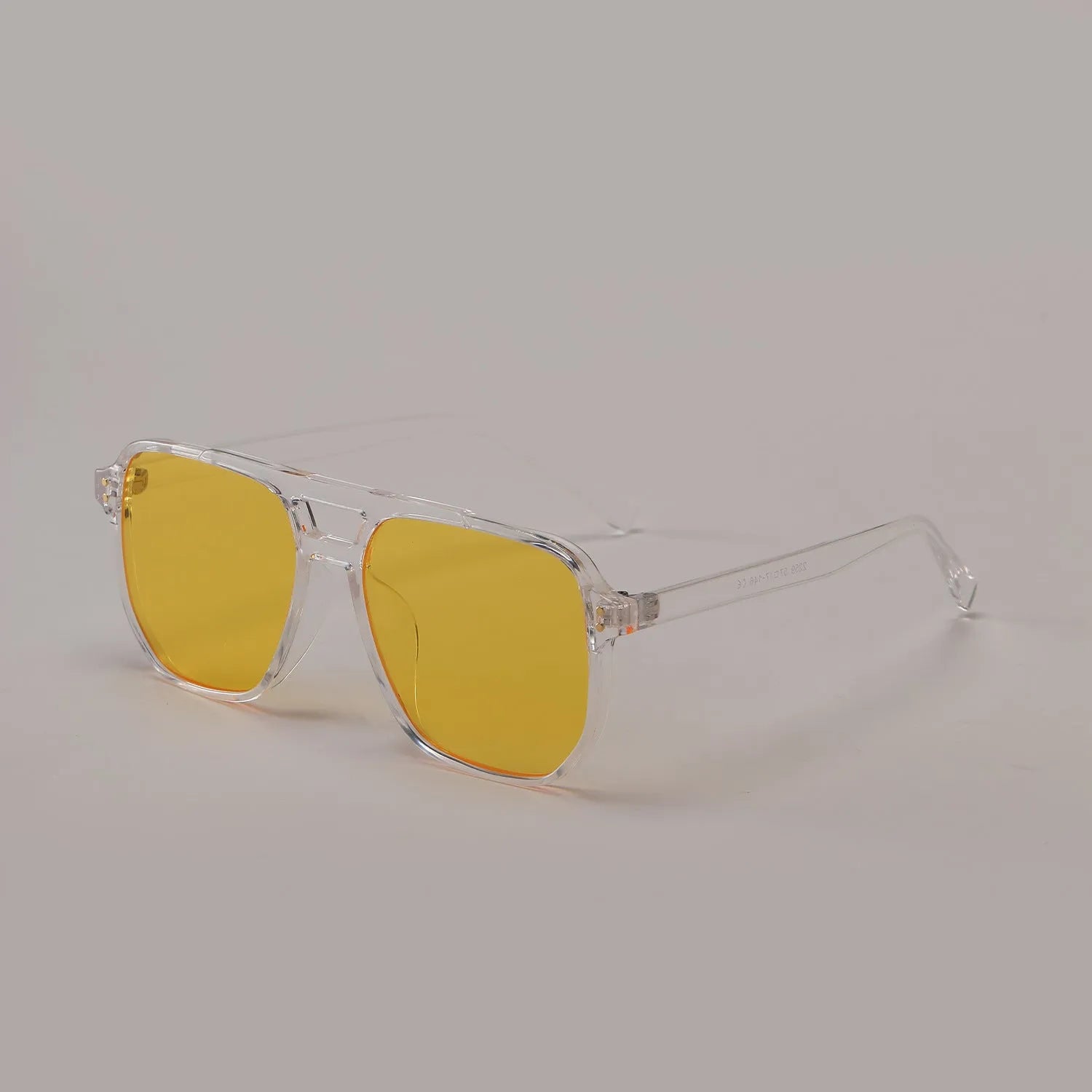 Square double beam sunglasses for women in black frame with pink lens, showing full frame design.
