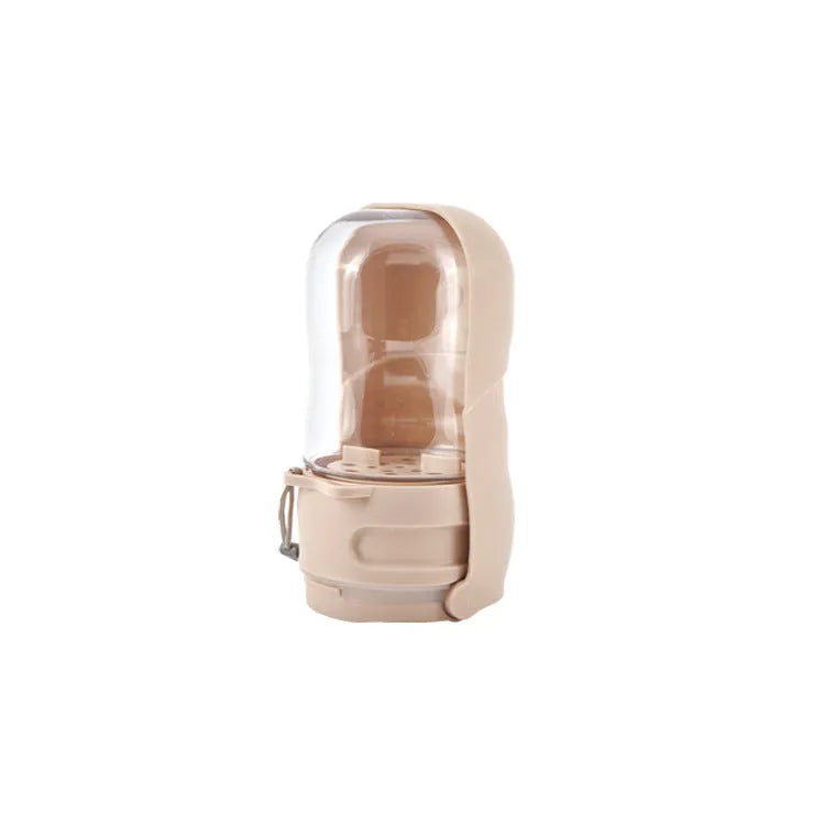 Folding portable plastic dog drinking cup in khaki, split-type outdoor pet tableware