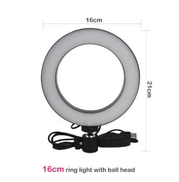 Self-made fill light artifact 5W LED ring light 20cm five-in-one kit black with tripod and phone clip on desk