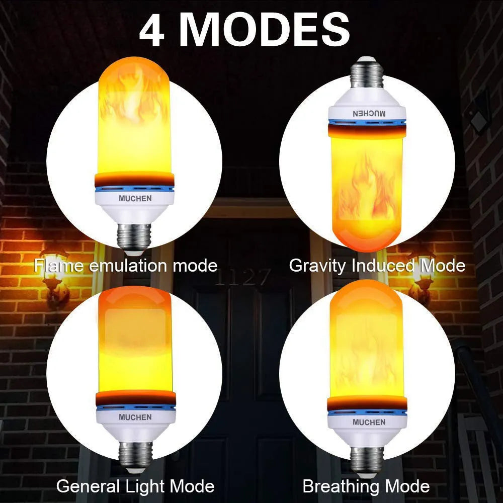 LED flame light bulb 9W 600lm with 4 modes E26/E27/B22 base blue yellow