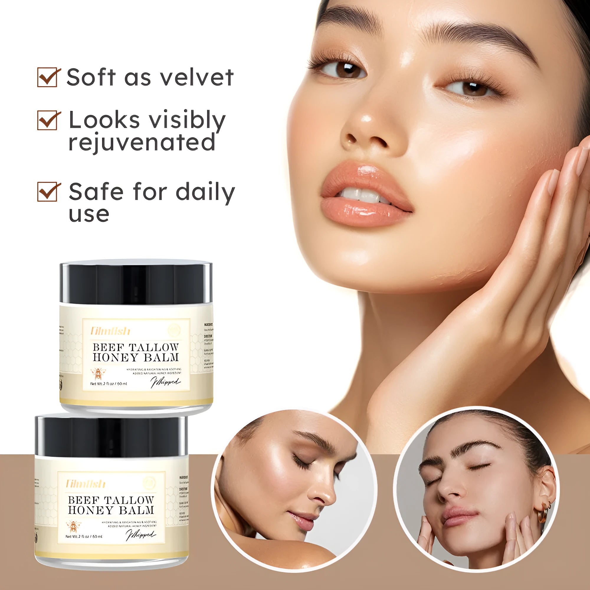 Honey moisturiser body cream jar with 60ml net content for skin hydration