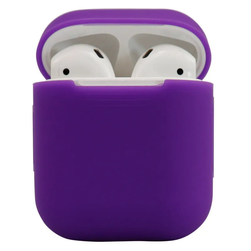 Silicone protective case for Apple AirPods wireless headphones in multiple colour options