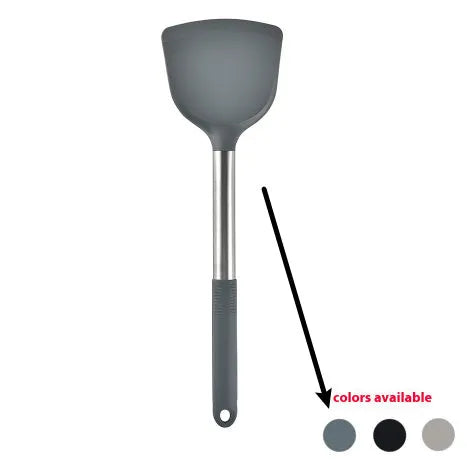 12 piece silicone kitchen utensil set with rotating storage bucket in black, dark grey or khaki colours