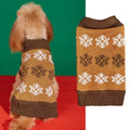 Grey and dark brown acrylic dog Christmas sweater shown in multiple sizes for festive pet wear