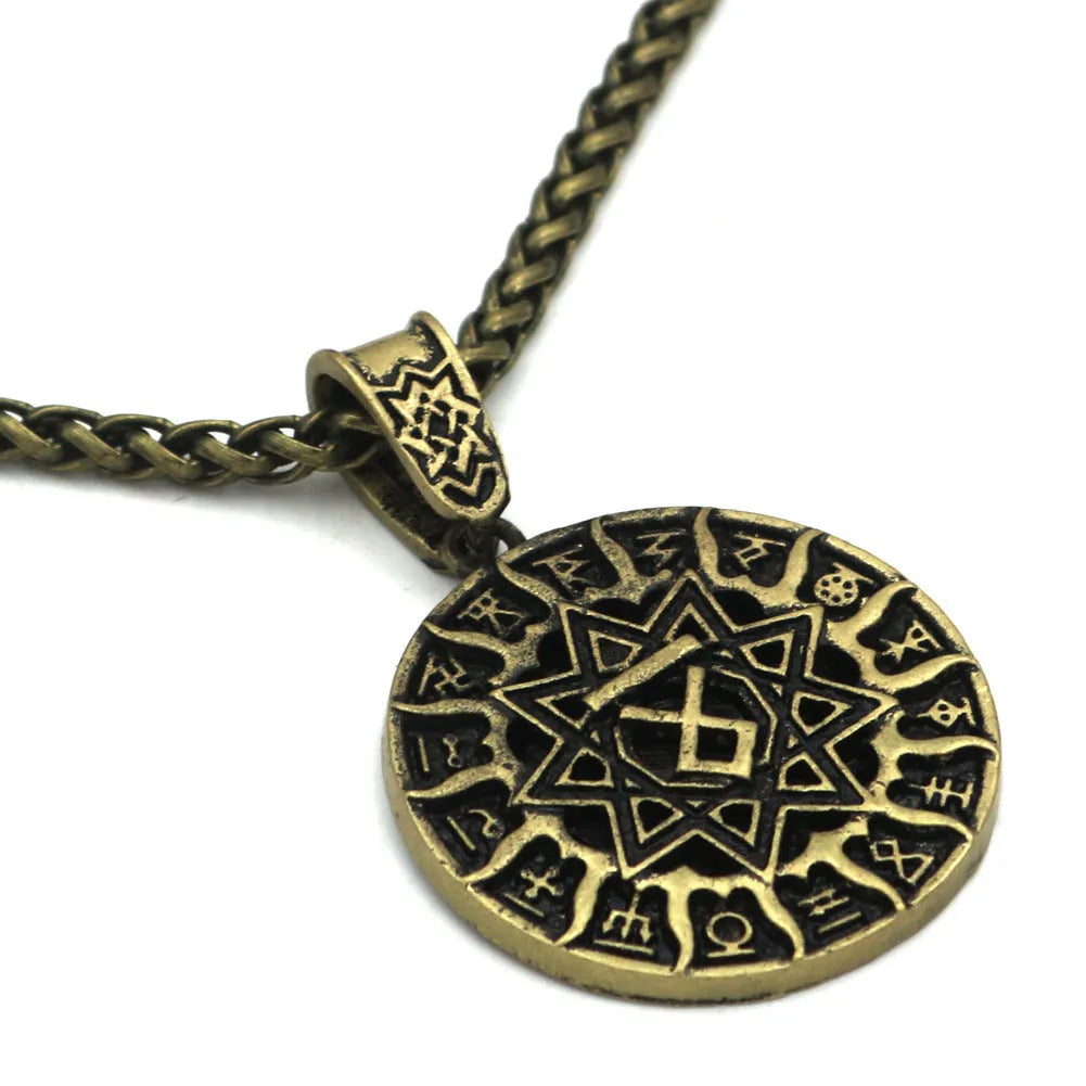 Lunavin ODing logo necklace pendant with antique silver finish and adjustable snake bones chain
