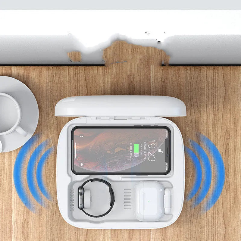 4-in-1 wireless charging disinfection box black white with indication function Micro USB