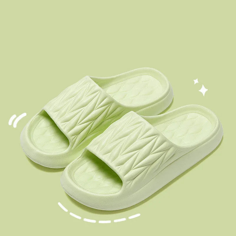 Leaf texture design EVA slippers in five colours with anti-slip sole for indoor household use