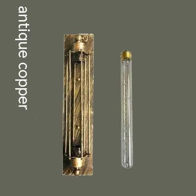Industrial retro flute iron wall lamp in black finish showing compact 110mm × 470mm dimensions