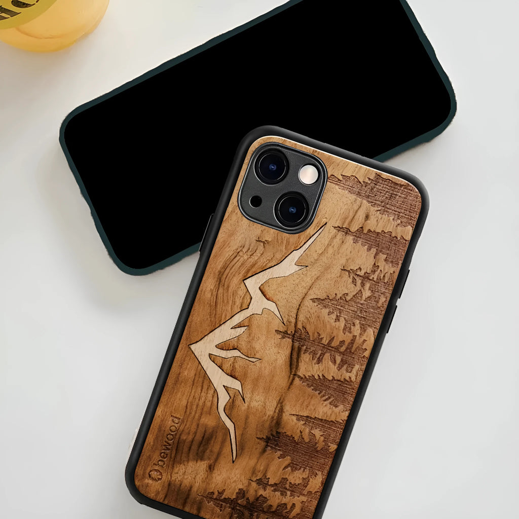 Solid wood grain tempered glass iPhone back cover with European American style wood grain design