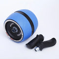 Blue abdominal wheel with carbon steel spring and rubber wheel on a floor