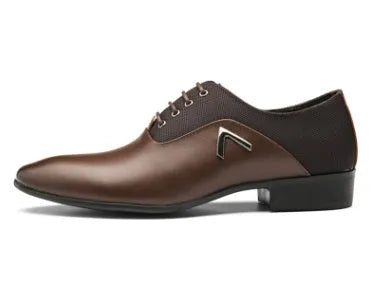 Men's black Oxford business casual shoes with a PU leather upper and rubber sole.