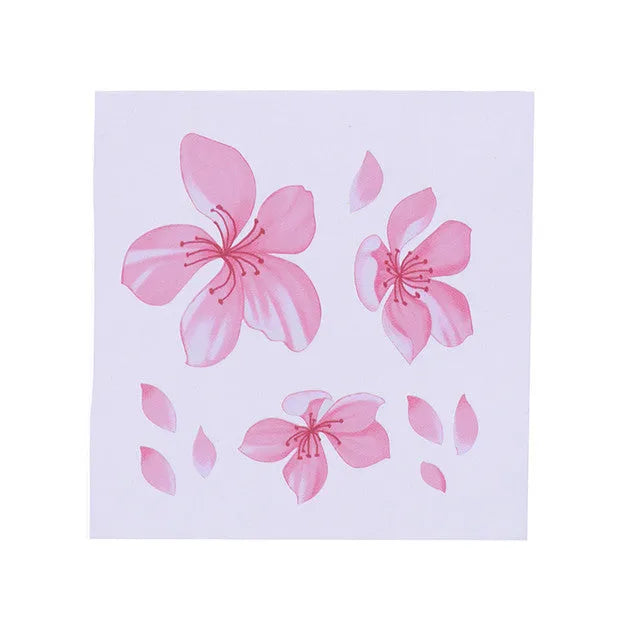 PVC cherry blossom car sticker shown in two size options on a vehicle window.
