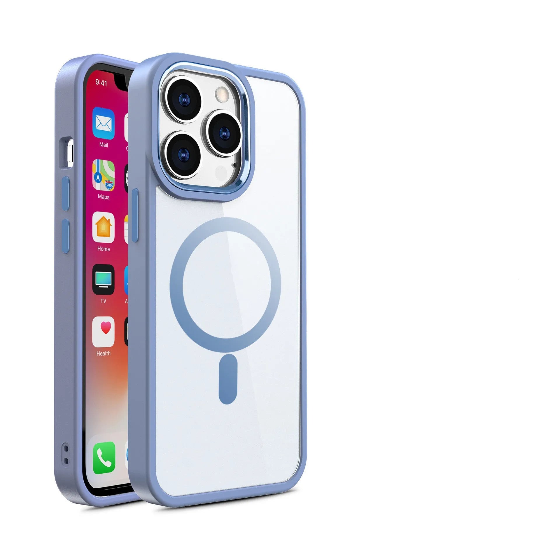 Magnetic transparent silicone phone case for iPhone models in multiple colour options