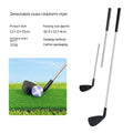Metal golf club set showing adult and children's colour options for outdoor sports use