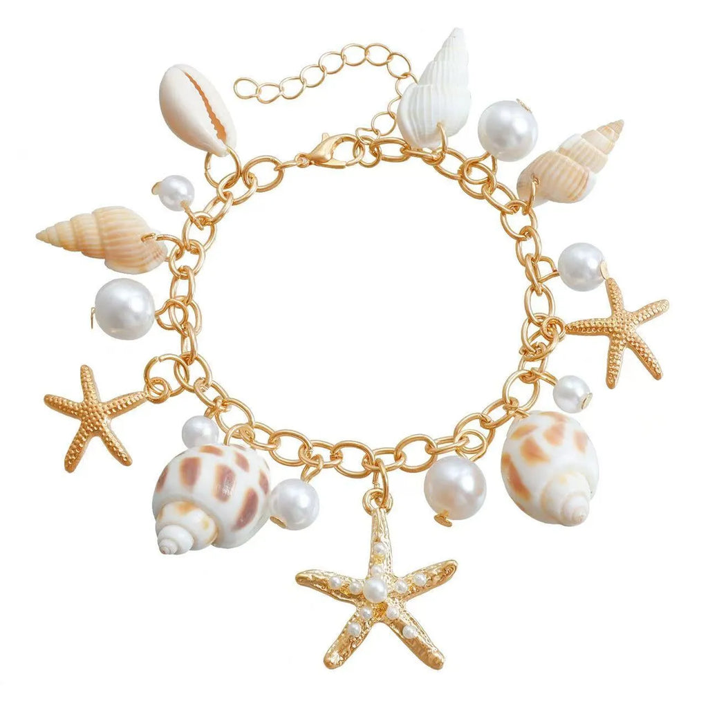 Women's alloy waist chain and bracelet set with star shaped charms for summer jewellery