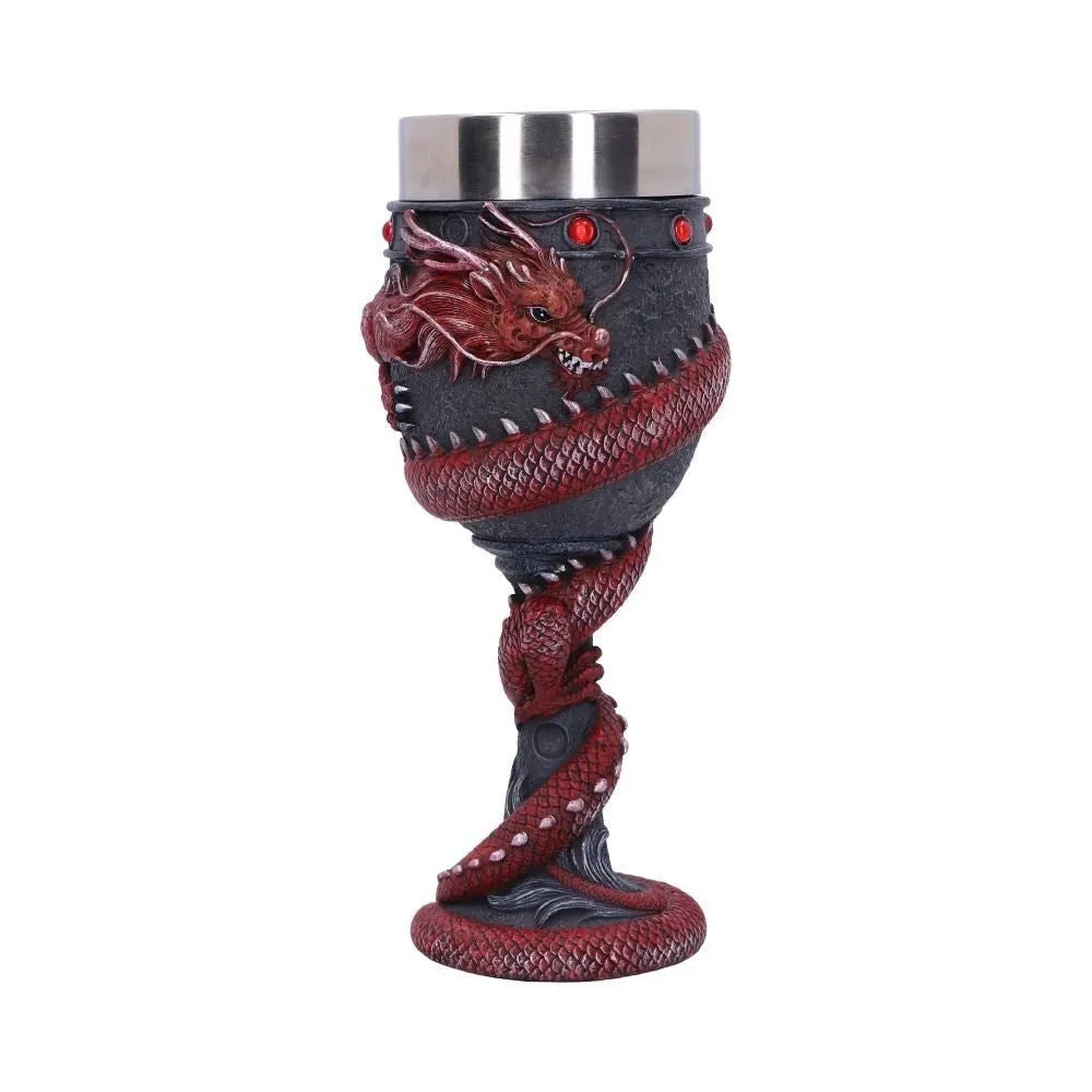 Chinese dragon design 3D stainless steel red wine glass with 200ml capacity in gold colour