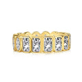 S925 sterling silver geometric stackable ring with full diamond oval and rectangular pattern on white background