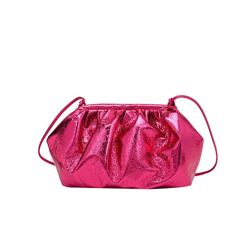 PU hair clip shoulder crossbody bag with shell shape design and crossbody strap