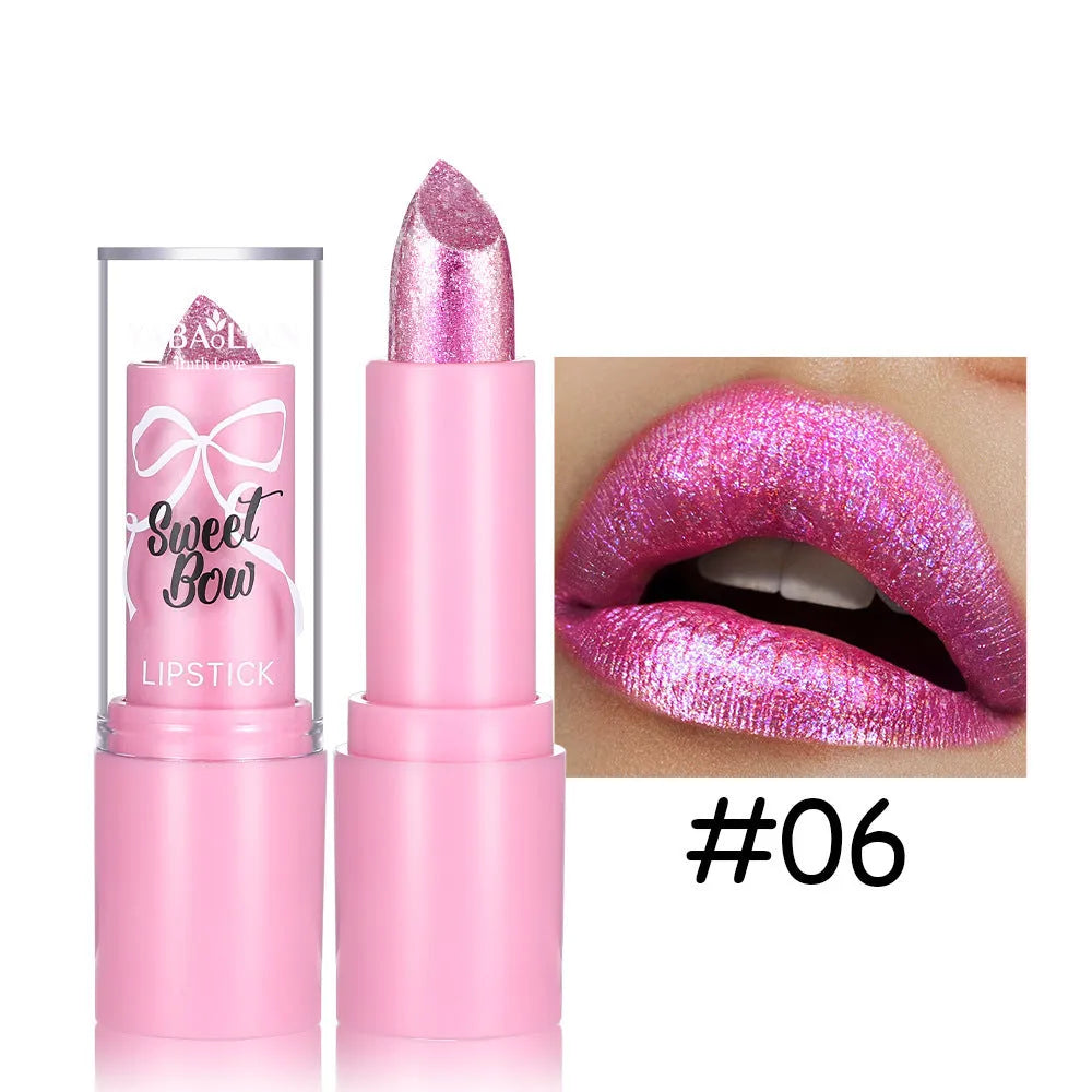 XINGX Diamond Lipstick with sweetheart bow design showing six colour options
