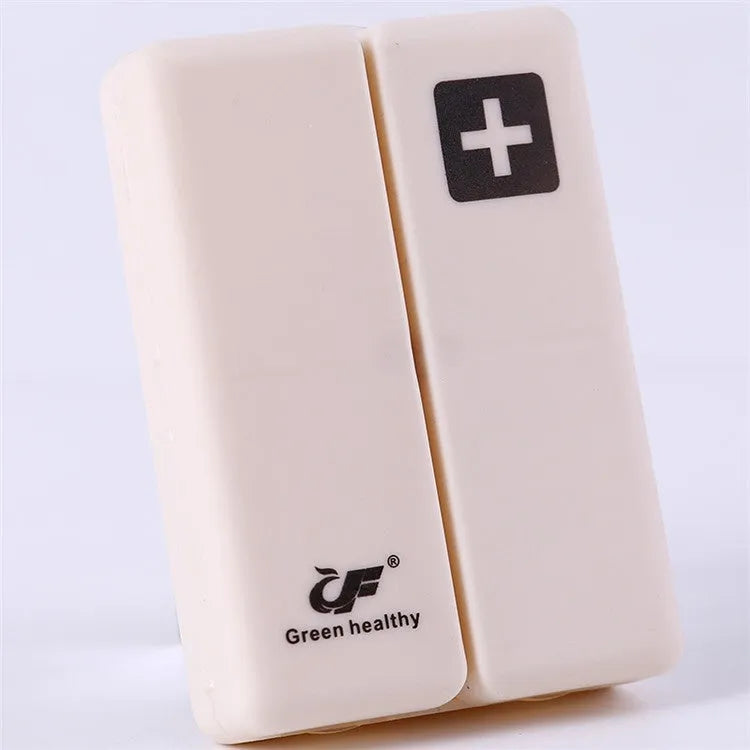 Four-color magnet 7-grid pill box in solid blue colour showing foldable covered design with seven compartments