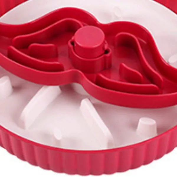 Pet feeding bowl with rotating game board and silicone anti-choke pad in various colour options