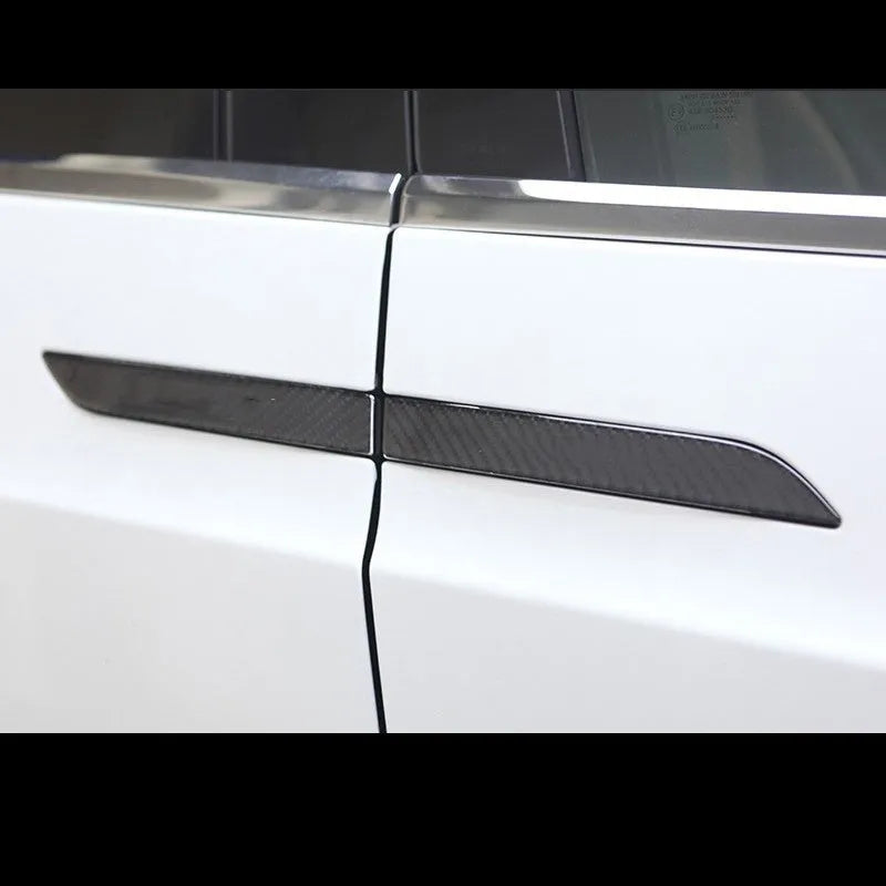 Carbon fibre door handle protection stickers for Tesla Model S in 3K weave pattern