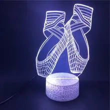 3D ballet night light with colourful LED illumination and remote control on display