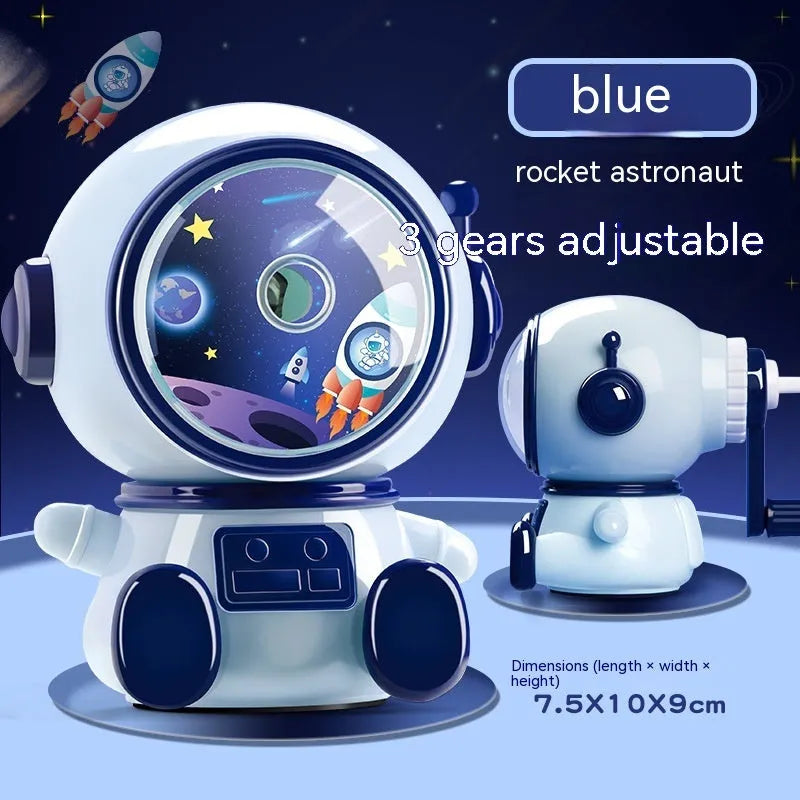 Astronaut cartoon pencil sharpener manual adjustable three-level anti-jamming mechanism