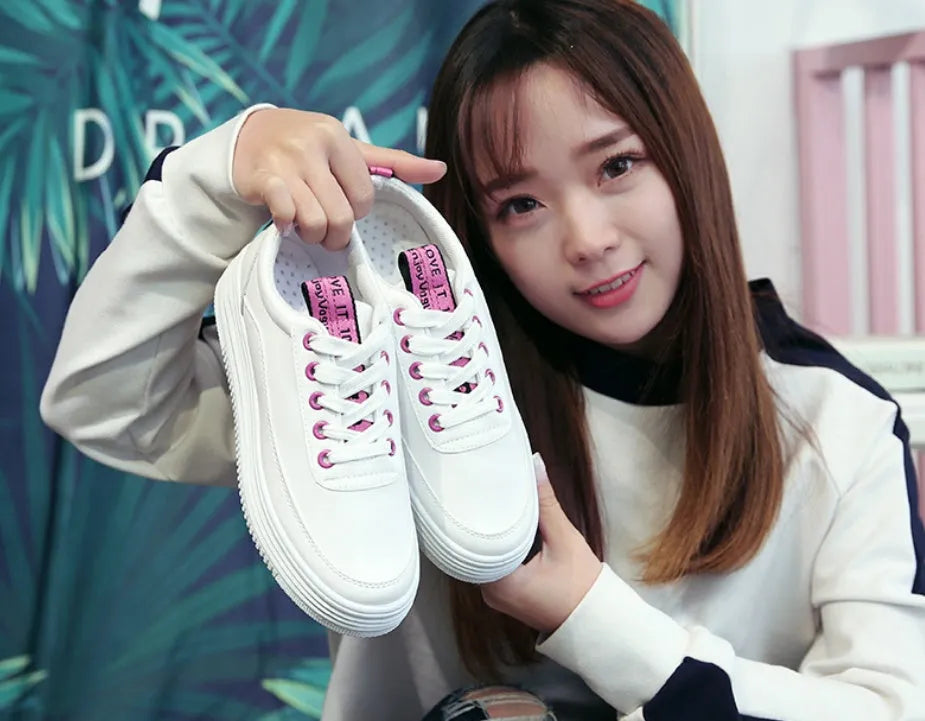 Breathable women sneaker student casual canvas shoe microfiber leather black rubber outsole