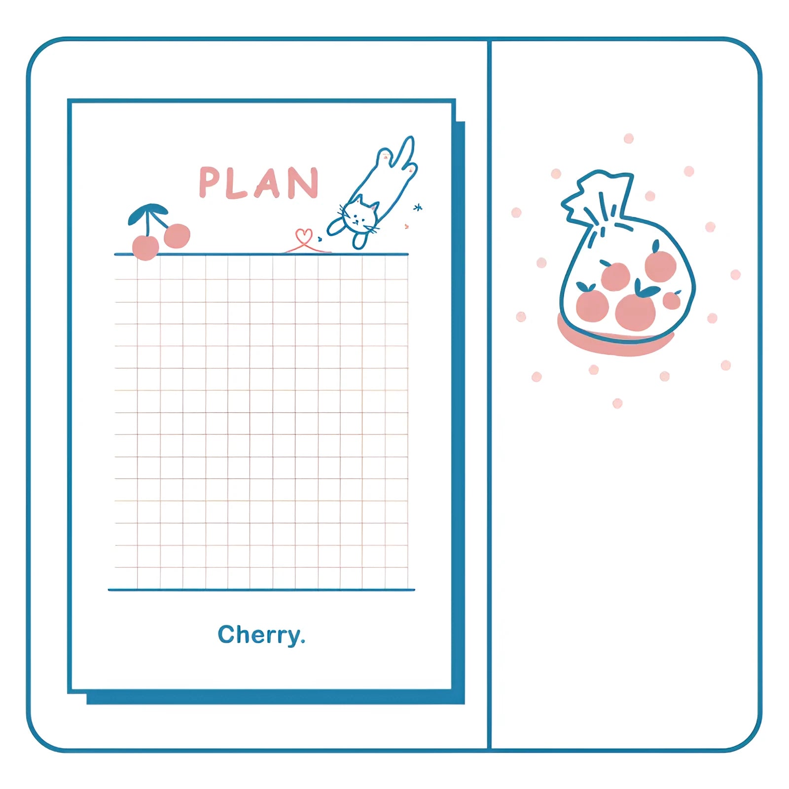 Set of eight A6 themed notebooks including cherry blossom, floral, cloud, and kitten designs