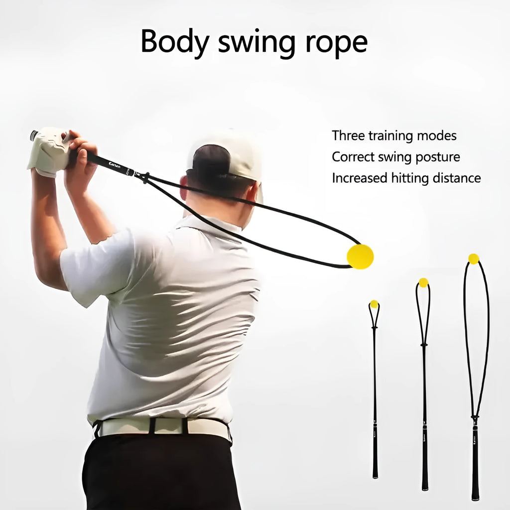 Black silicone elastic golf swing trainer rope for physical correction practice