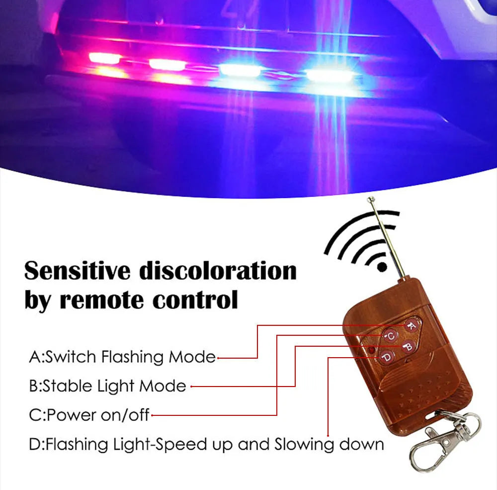 Car mounted LED wireless remote emergency warning light in black colour for automobile hazard alerts