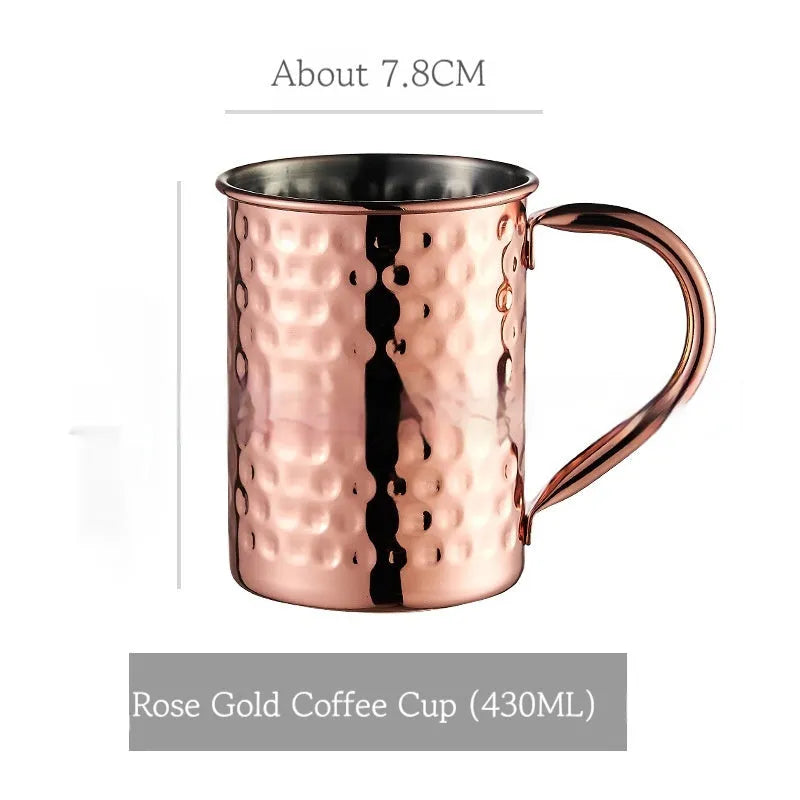 Copper plated stainless steel Moscow mule cup in a choice of hammered or smooth finish and multiple colours.